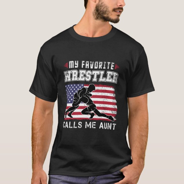 Min favororite Wrestler kallar mig Moster USA Fl T Shirt (Framsida)