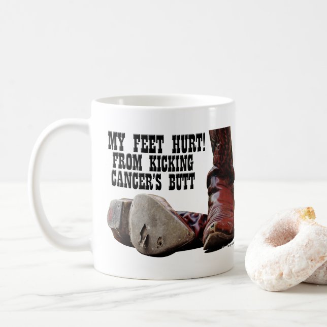 Min feet Ontr från att du plockar cancerknapp Kaffemugg (Med munk)