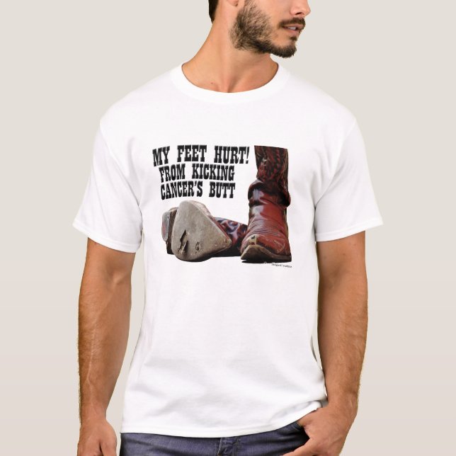 Min feet Ontr från att du plockar cancerknapp T Shirt (Framsida)