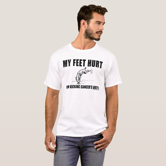 Min feet Ontr från att du plockar cancerknapp Tee (Hel framsida)