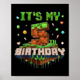 Min femte födelsedag barn spelar Pixel nummer 5 år Poster