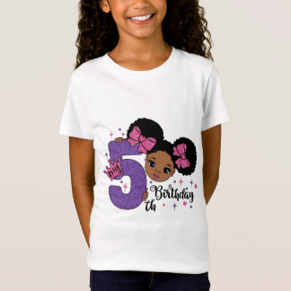 Min femte födelsedag Black Girl Glitter Princess D T Shirt