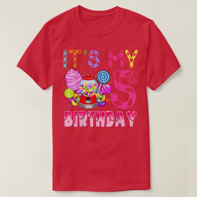 Min femte födelsedag Candyland Birthday Girl T Shirt (Design framsida)