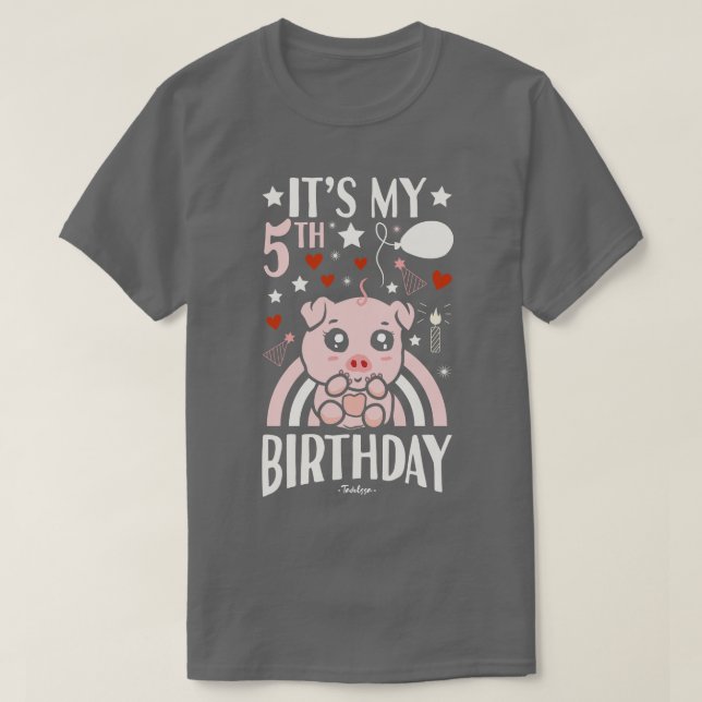 Min femte födelsedag Gris T Shirt (Design framsida)