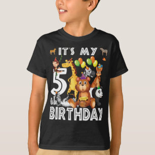Min femte födelsedag Safari Jungle Animals Älskare T Shirt
