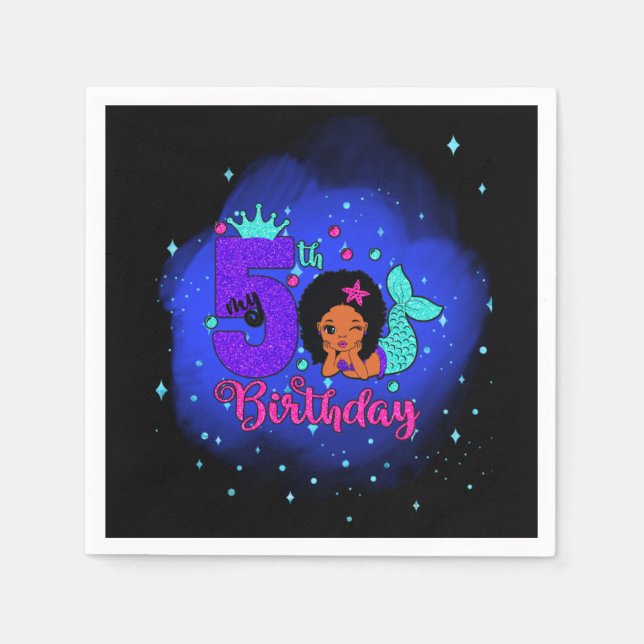 Min femte födelsedag-Sjöjungfru Pappersservett (Framsidan)