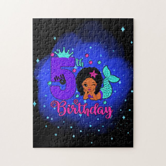 Min femte födelsedag-Sjöjungfru Pussel (Vertikal)