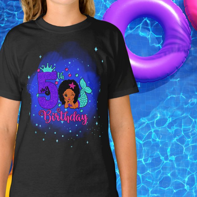 Min femte födelsedag-Sjöjungfru T Shirt (Skapare uppladdad)
