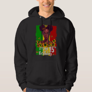 Min femtonde födelsedag 15 år gamla svarta Melanin Hoodie