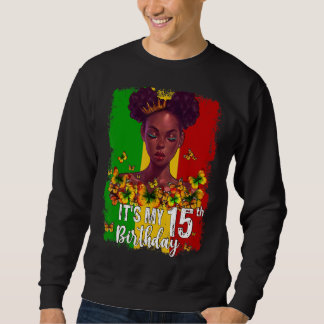 Min femtonde födelsedag 15 år gamla svarta Melanin Lång Ärmad Tröja