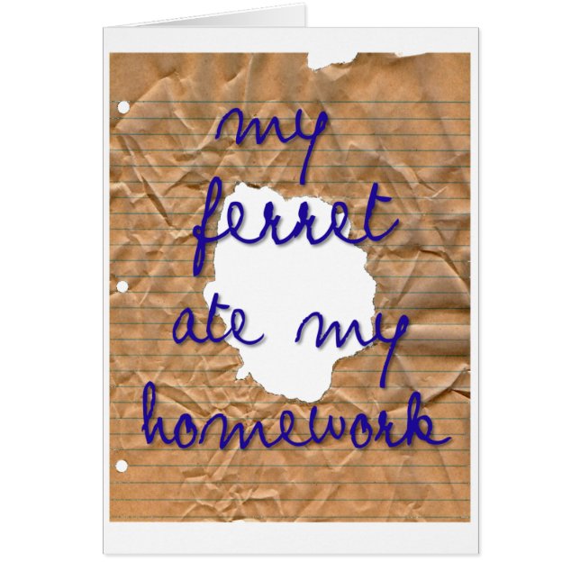 Min Ferret Ate Min hemläxa Hälsningskort (Framsidan)