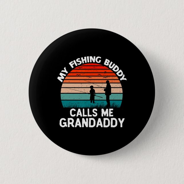Min fiskedåd kallar mig Grandaddy Retro-Vintagen Knapp (Framsida)