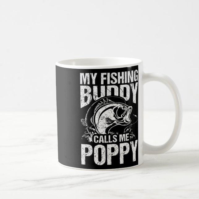 Min fiskedåd kallar mig Poppy Fars dag Fishe Kaffemugg (Höger)