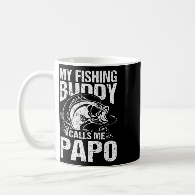 Min fiskekompis kallar mig Papo på faderns dag fis Kaffemugg (Vänster)