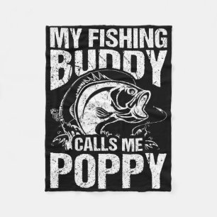 Min fiskekompis kallar mig Poppy på faderns dag fi Fleecefilt