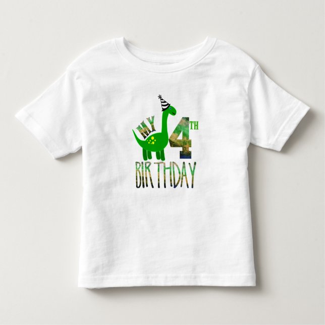 Min fjärde födelsedag Dinosaur Party T Shirt (Framsida)