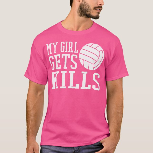 Min flicka får Dödor Mamma Volleyball Parent volle T Shirt (Framsida)