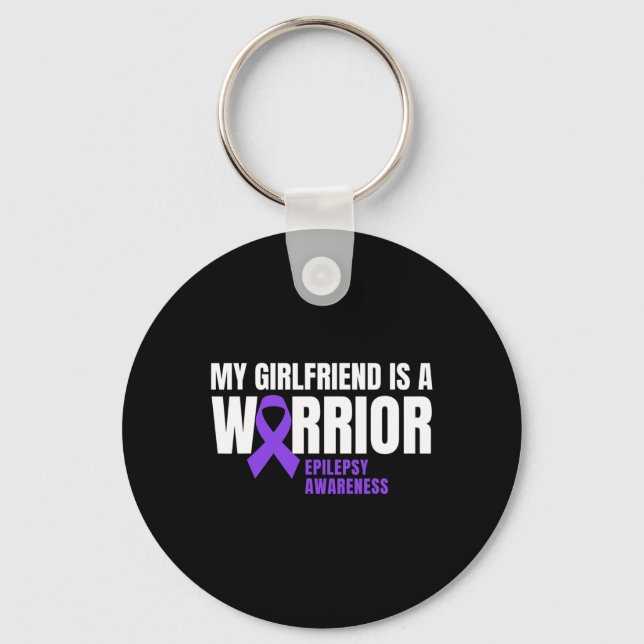 Min flickvän är en Warrior Epilepsy Awareness Purp Nyckelring (Framsida)