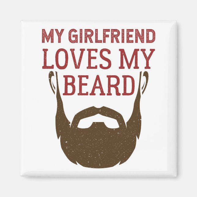 Min flickvän Kärlek Mitt Beard Bearded Boykompis Magnet (Framsidan)