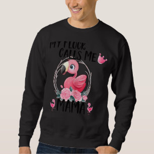 Min Flock Ring mig Mamma Flamingo Kärlek Mors dag Lång Ärmad Tröja