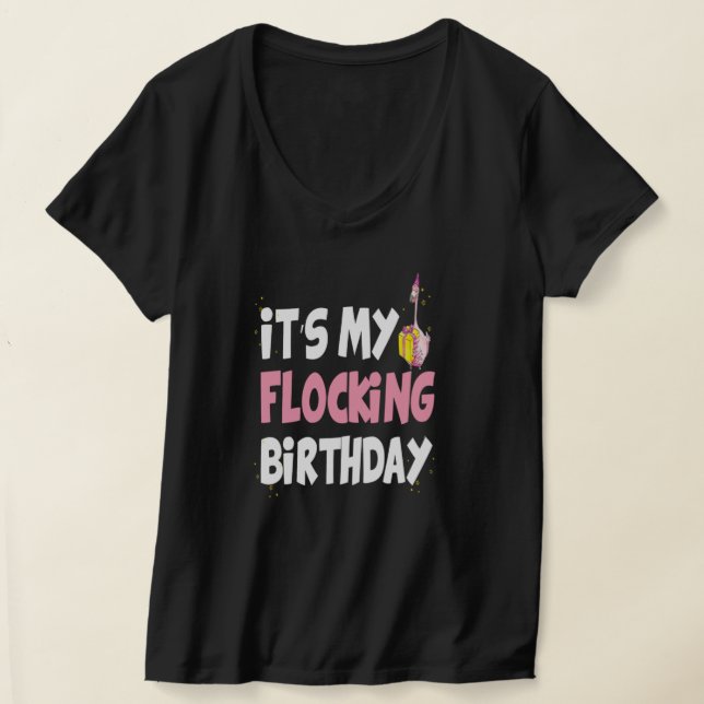 Min flockande födelsedag Flamingo Theme Gift T Shirt (Laydown)