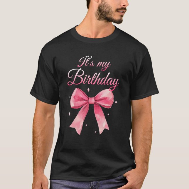 Min födelsedag Cute Coquette Rosa Bow Birthday G T Shirt (Framsida)