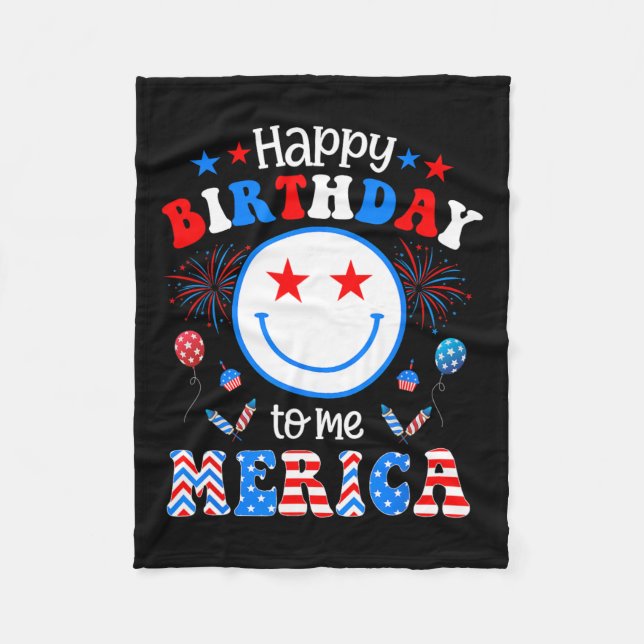 Min födelsedag den 4:e amerikanska Independence da Fleecefilt (Framsidan)