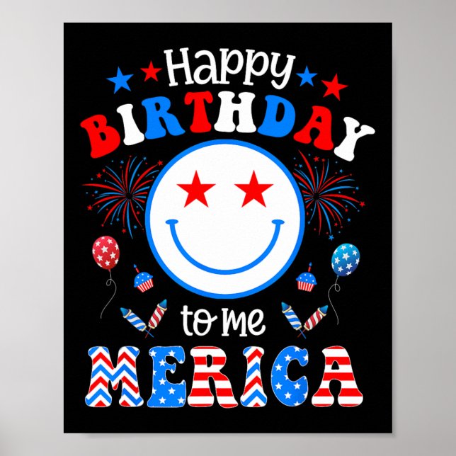 Min födelsedag den 4:e amerikanska Independence da Poster (Framsidan)