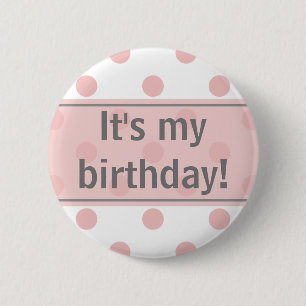 Min födelsedag Girly Polka dots Knapp