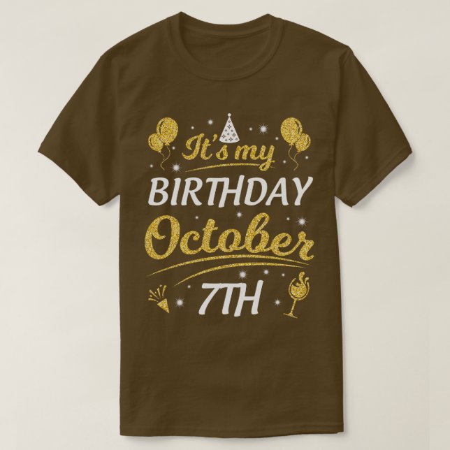 Min födelsedag i oktober 7:e Grattis på födelsedag T Shirt (Design framsida)