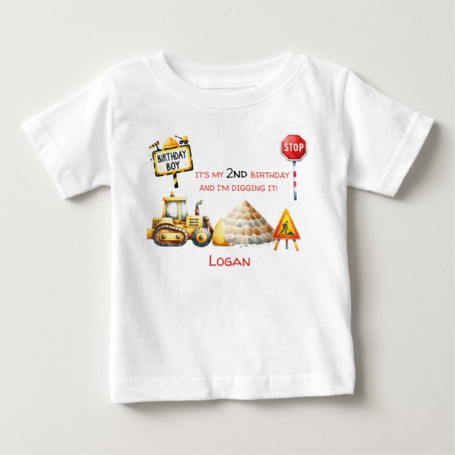 Min födelsedag och jag Gräver den! ByggZon T Shirt (Framsida)