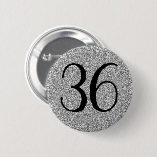 Min födelsedag Silver Glitter Classic 6 cm Round B Knapp