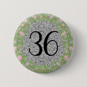 Min födelsedag Silver Glitter Classic Knapp