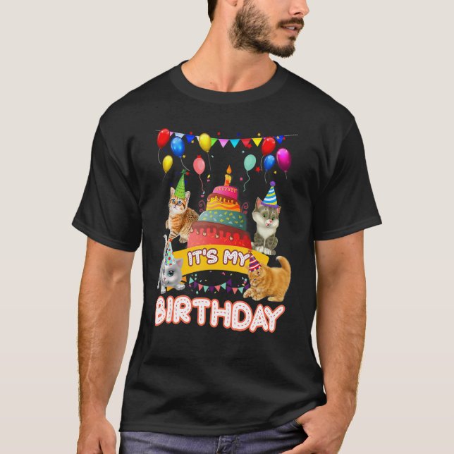 Min födelsedagskatt och Kitten Party Day Girl är e T Shirt (Framsida)