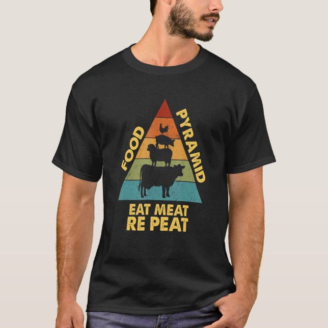 Min Food Pyramid Carniätare Cow Gris Chicken T Shirt (Framsida)