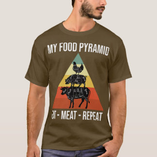 Min Food Pyramid Eat Kött Upprepa Retro Vintage Fu T Shirt