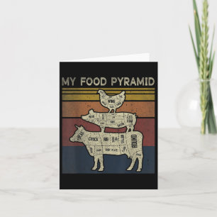 Min Food Pyramid - Funny Bbq Joke - Cow Gris Chick Kort