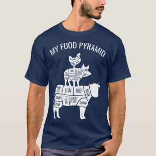 Min Food Pyramid Funny Carniätare Cow Gris Chicke T Shirt