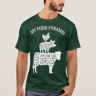 Min Food Pyramid Funny Carniätare Cow Gris Chicken T Shirt