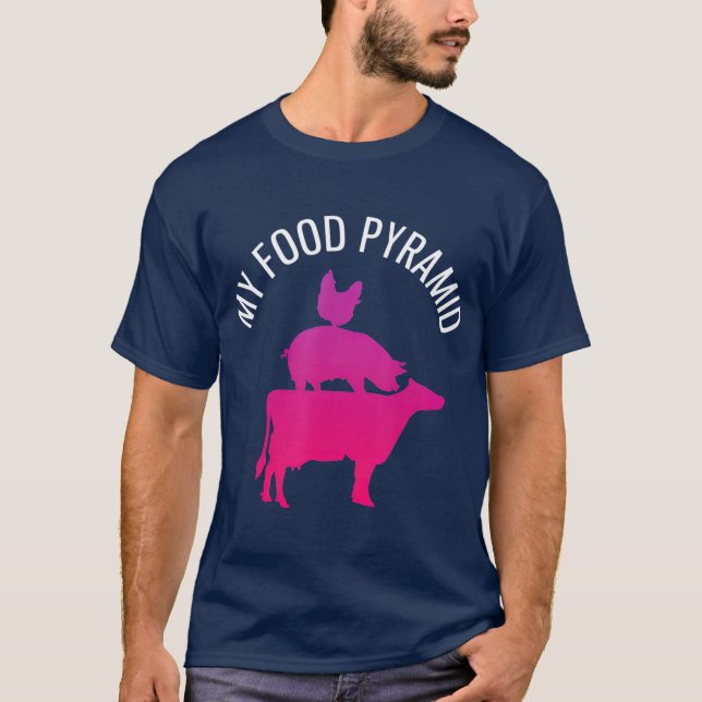 Min Food Pyramid Funny Carniätare Cow Gris Chicken T Shirt (Framsida)