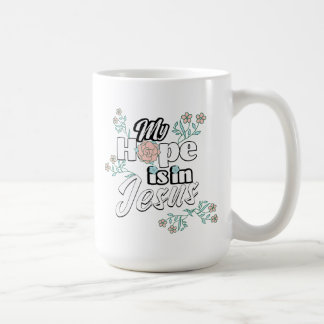 Min förhoppning är i Jesus Rosa Blommig Kaffemugg