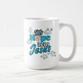 Min förhoppning är i Jesus Rosa Blommig Kaffemugg