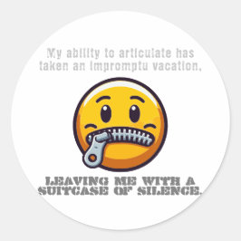 Min förmåga att uttrycka sig har tagit en improvis runt klistermärke