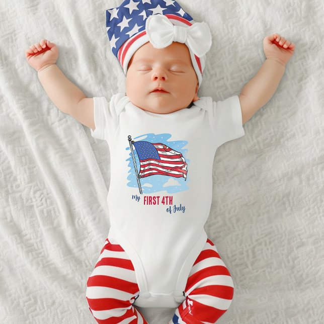 Min första 4:e juli amerikanska Flagga Patriotic T Shirt (My First 4th Of July American Flag Patriotic Baby Bodysuit)