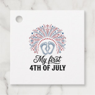Min Första 4:e Juli Babyfötter Patriotisk Tröja Be Gåvor Etiketter