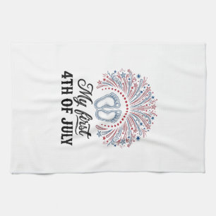 Min Första 4:e Juli Babyfötter Patriotisk Tröja Be Kökshandduk