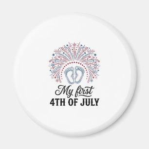 Min Första 4:e Juli Babyfötter Patriotisk Tröja De Magnet
