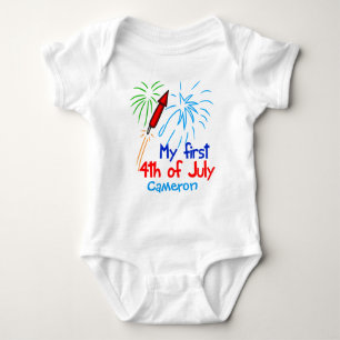 Min första 4:e juli Cute Fireworks Monogram T Shirt