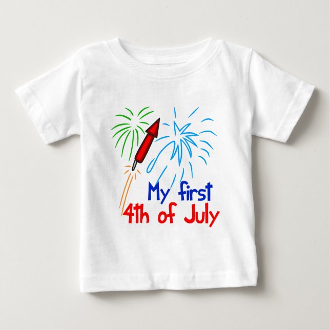 Min första 4:e juli Cute Fireworks Tee Shirt (Framsida)
