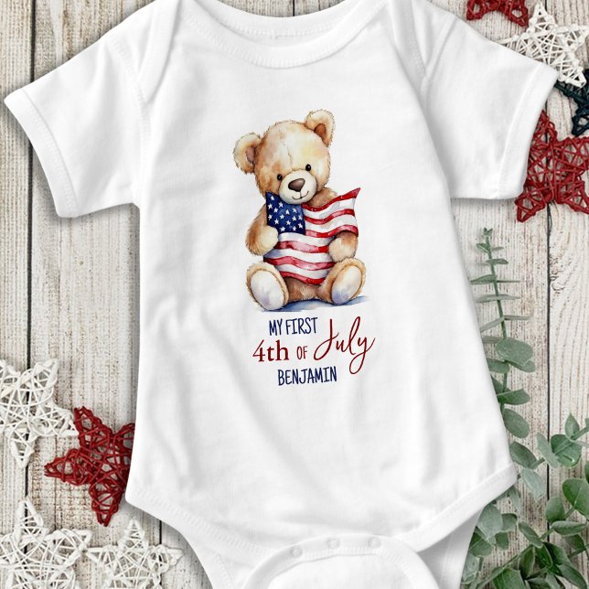 Min första 4:e juli Patriotic Cute-Nalle T Shirt (Skapare uppladdad)